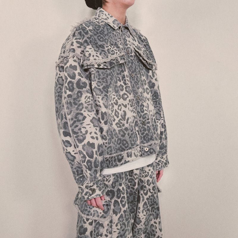 leopard grunge trucker jacket_grey