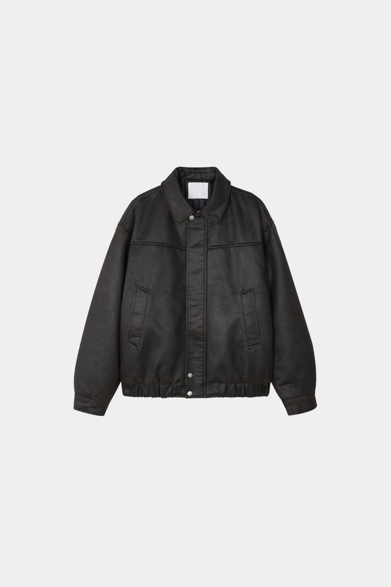 Vintage leather blouson padded jacket