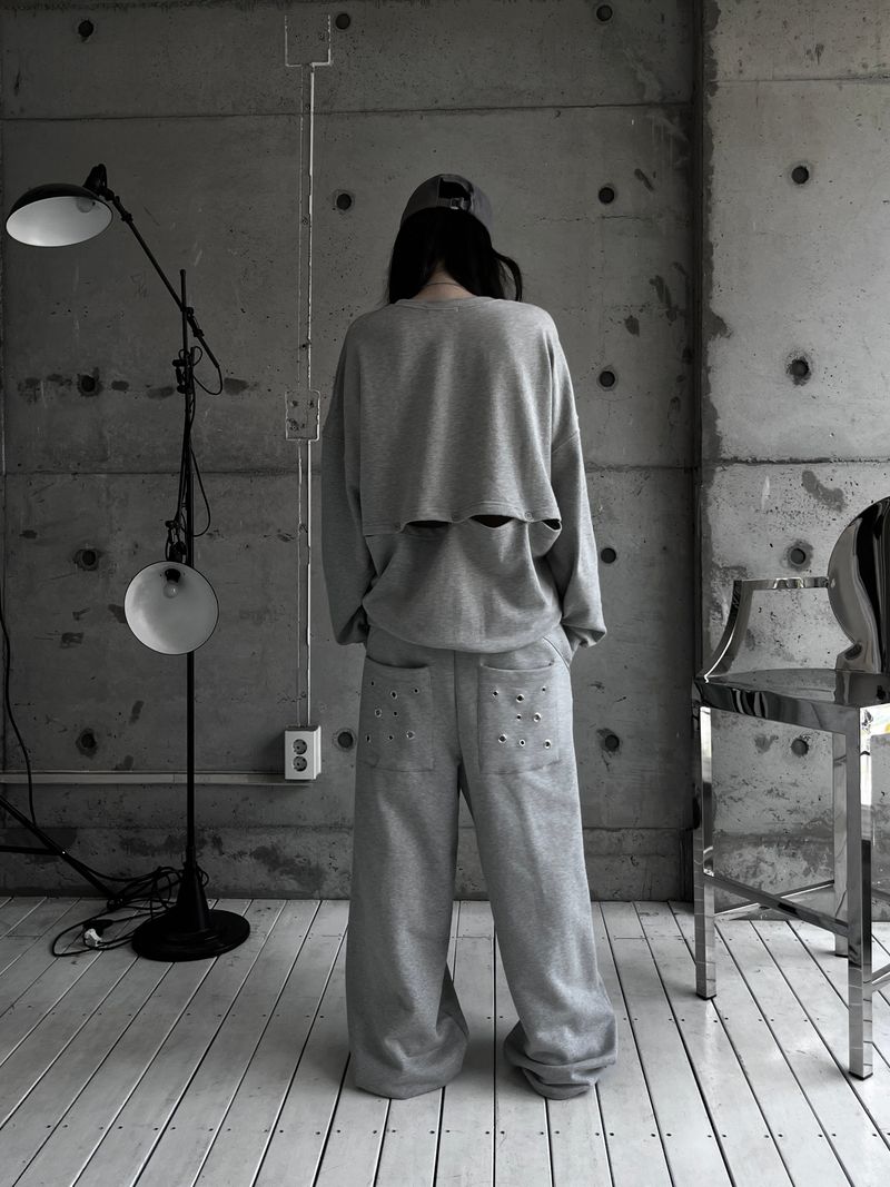 eyelet punching wide pants (2color)