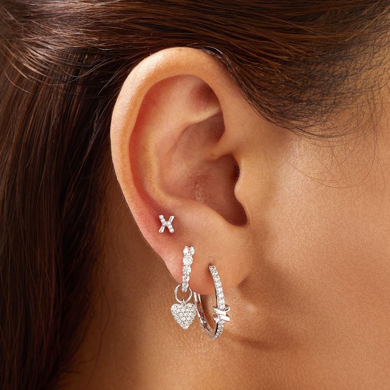 Silver Cross Hoop 925 Silver Ring Earring E061-14H