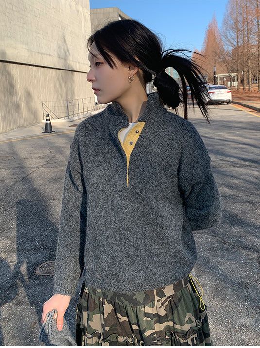 HENLEY ANORAK SWEATER (5C)