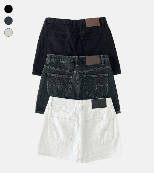 Embroidered Western Raw Denim Skirt