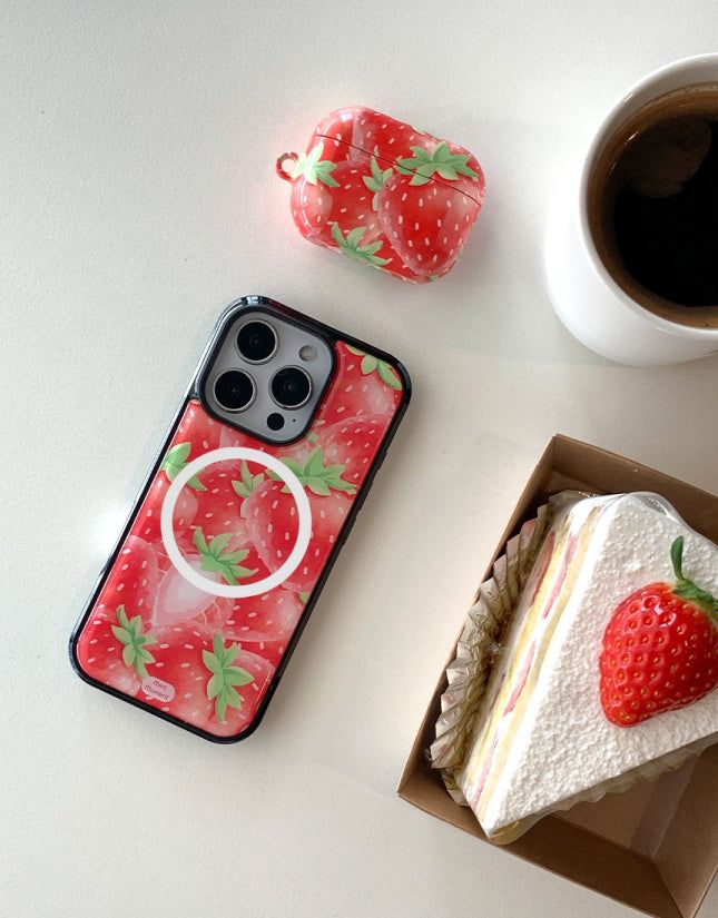 [MADE]レッドストロベリーシュガー ブラックエポキシ バンパー iPhoneケース MagSafe