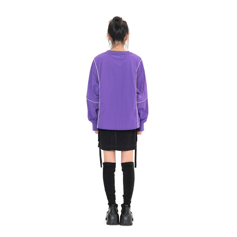 Sports Dept Logo Piping Nylon Pullover - Purple