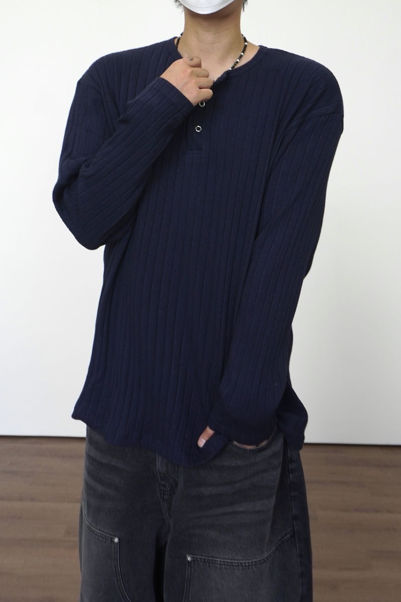 simple line henry neck long-sleeve 3C