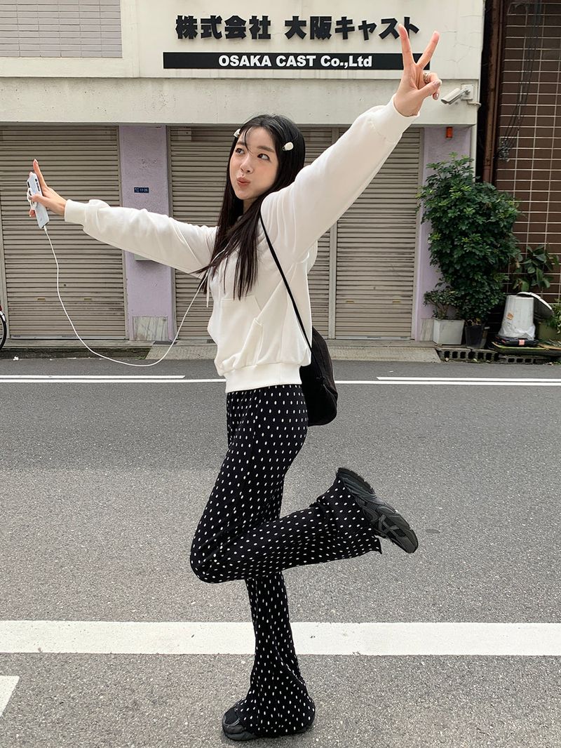 [MADE] Dot Pleated Long Bootcut Pants