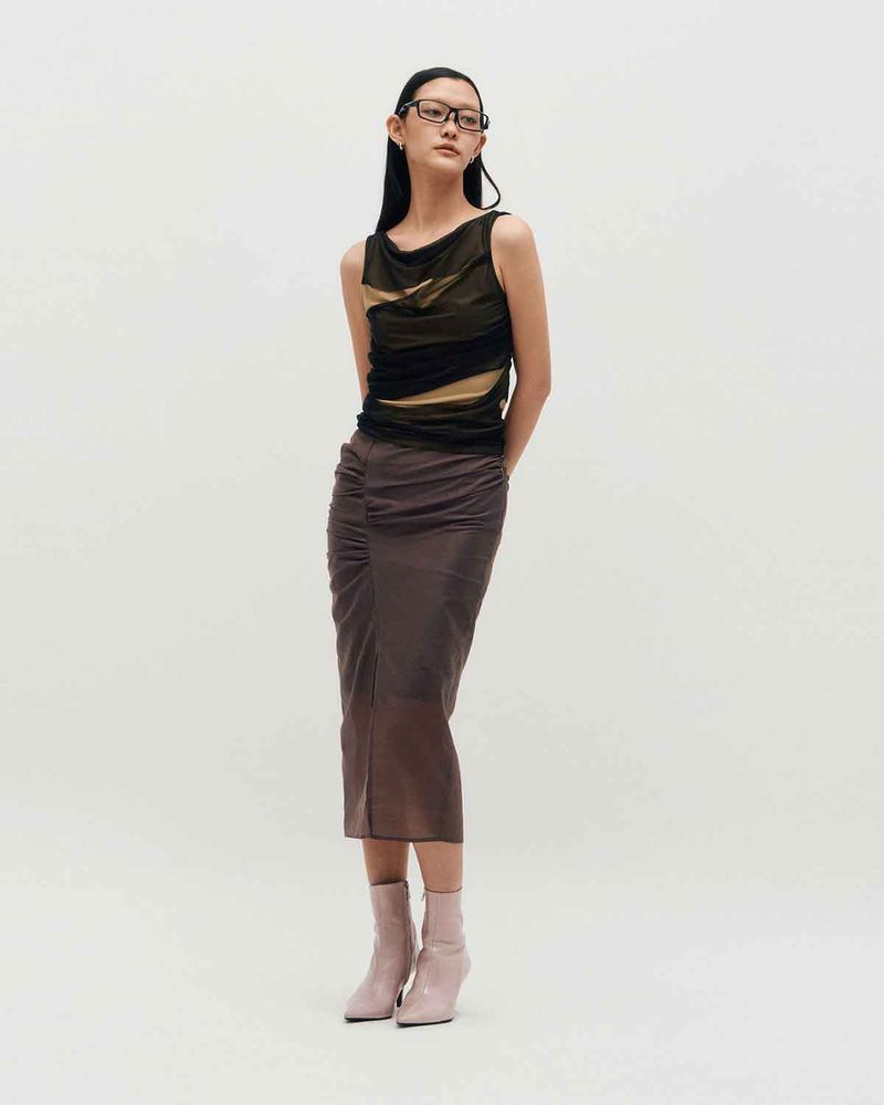 Mesh Layered Sleeveless _ BLACK