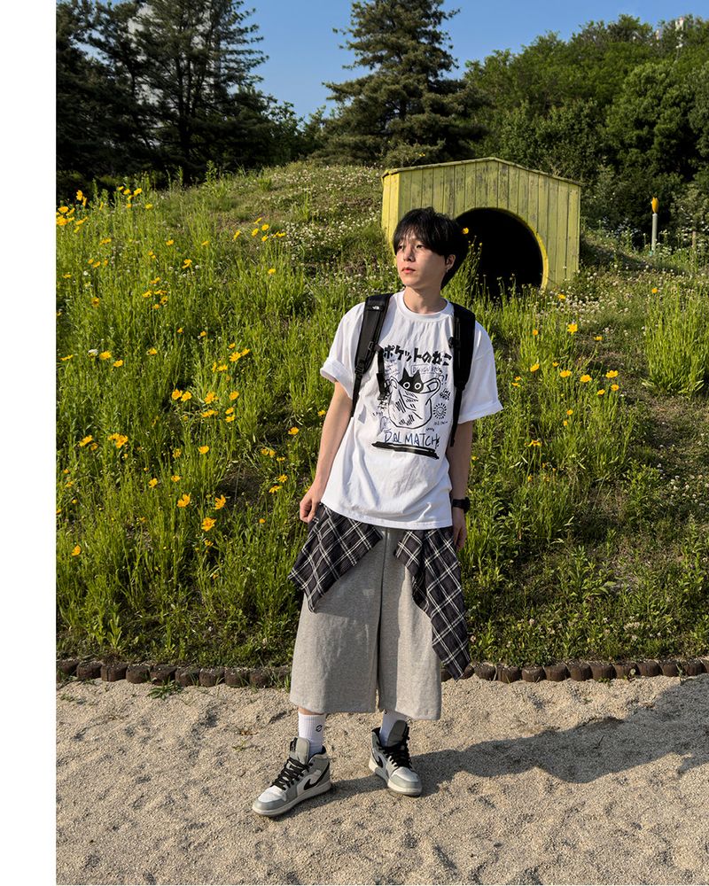 Lever Check Layered Bermuda Pants