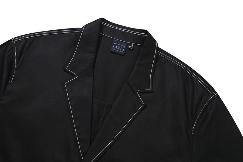 STITCH COTTON BLAZER_BLACK