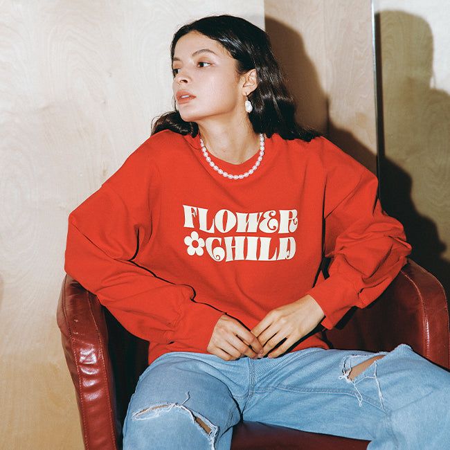 EYEYE（アイアイ）の「FLOWER CHILD SWEATSHIRT_RED (EEOO1RLR04W)（Tops）」