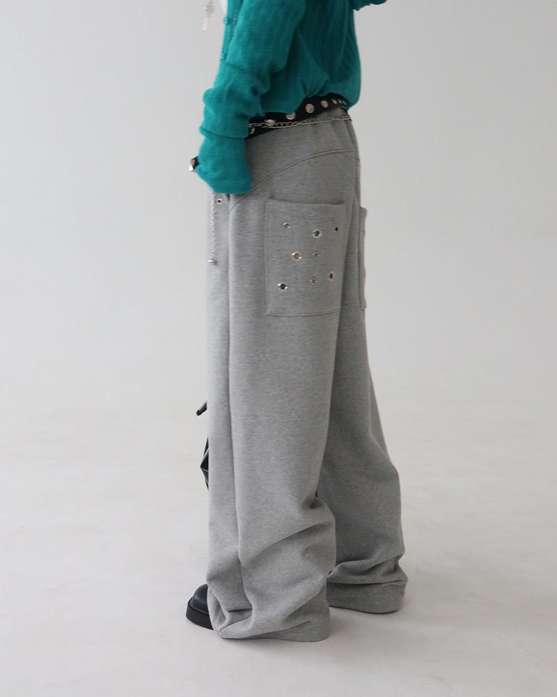 Punching eyelet string wide pants