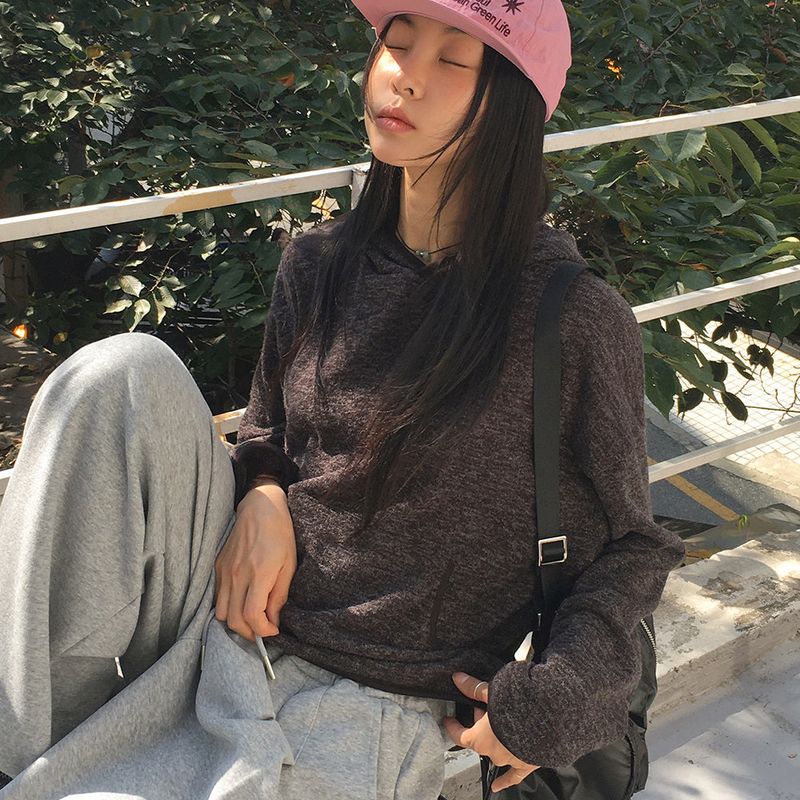 Meader gradation coloring knitwear hooded knitwear