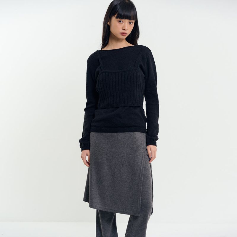 Wrap Skirt Pants Charcoal