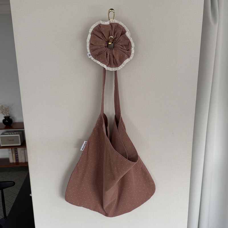 Daily eco bag_corduroy dot pink