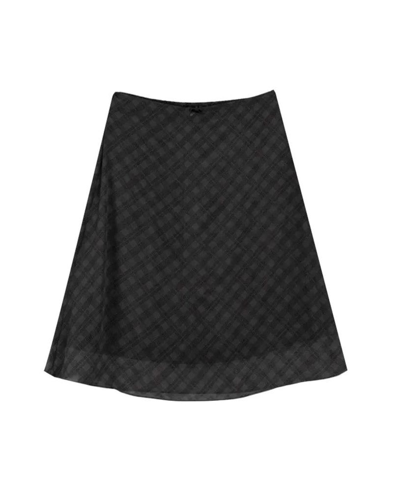 Chiffon check midi skirt (2color)