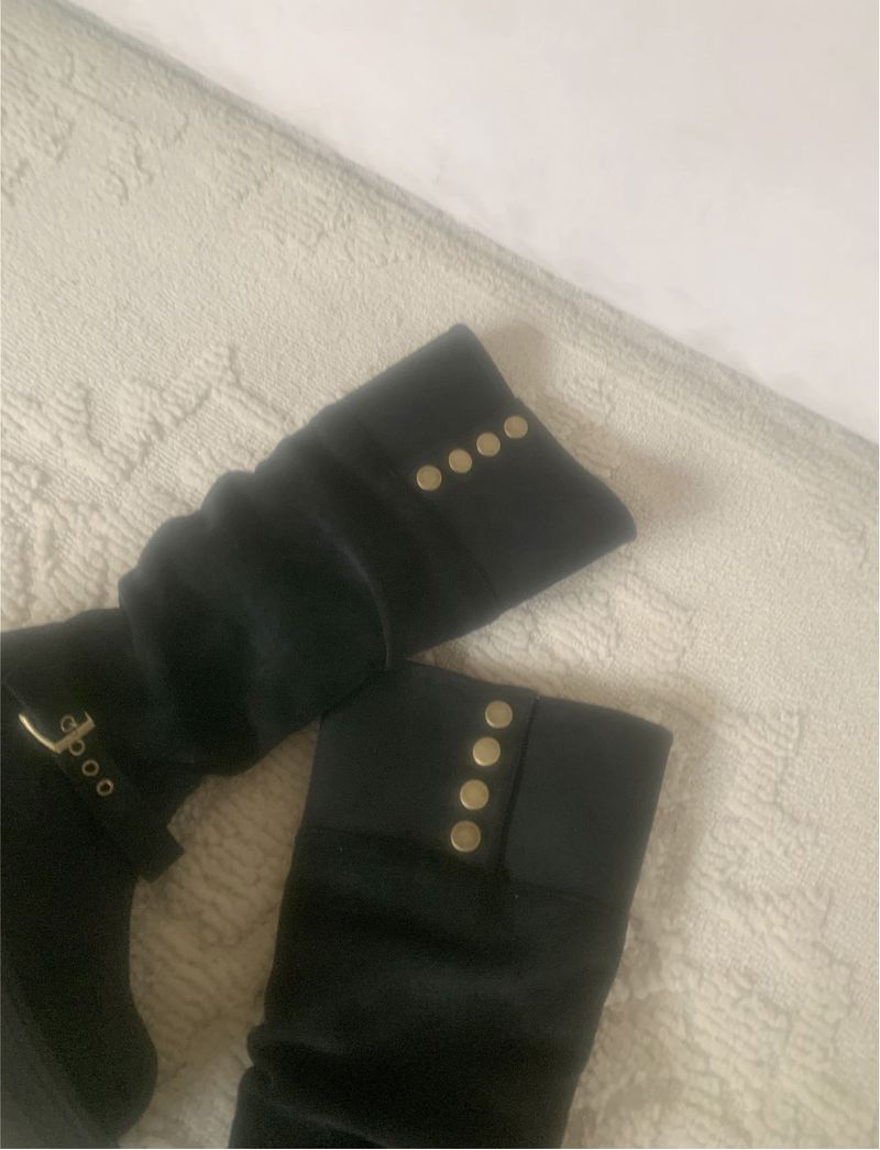 Dion Suede Buckle Long Boots (black)