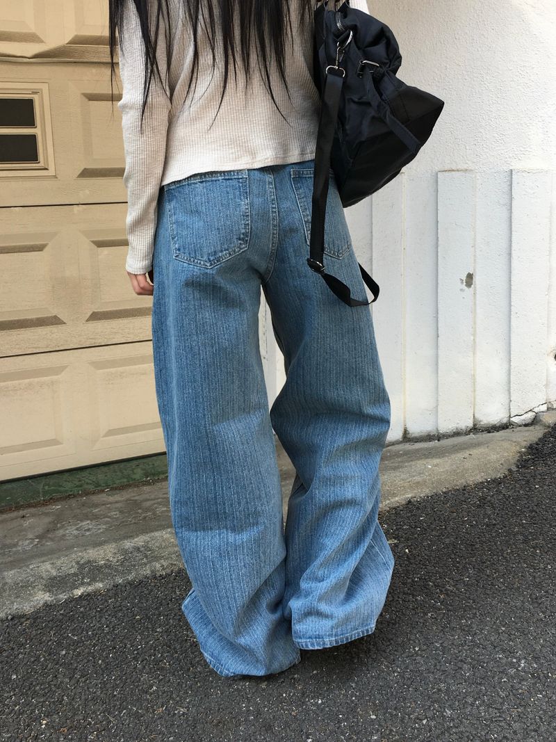 Kona Herringbone Stripe Wide Denim (3c)