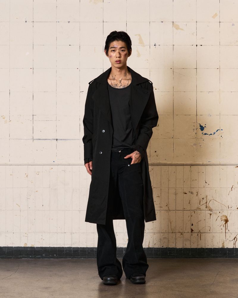 Curved Trench coat (Black)
