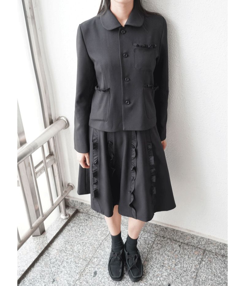  [fiebre] ruffles midi skirt 