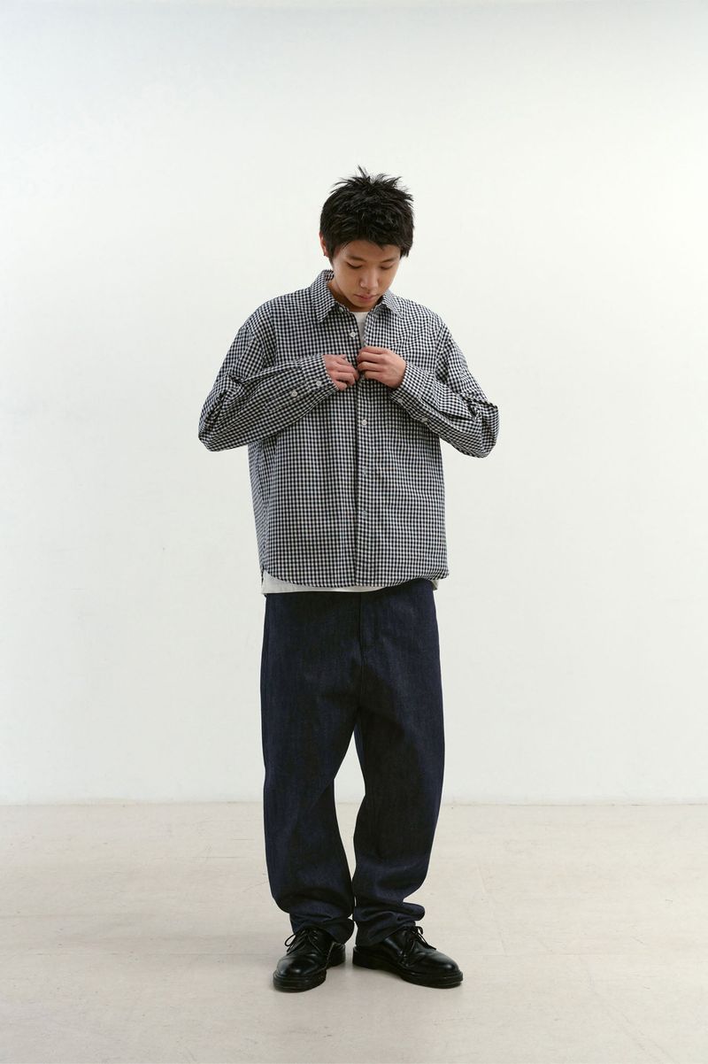 One Pocket Regular Check Shirt (Navy)