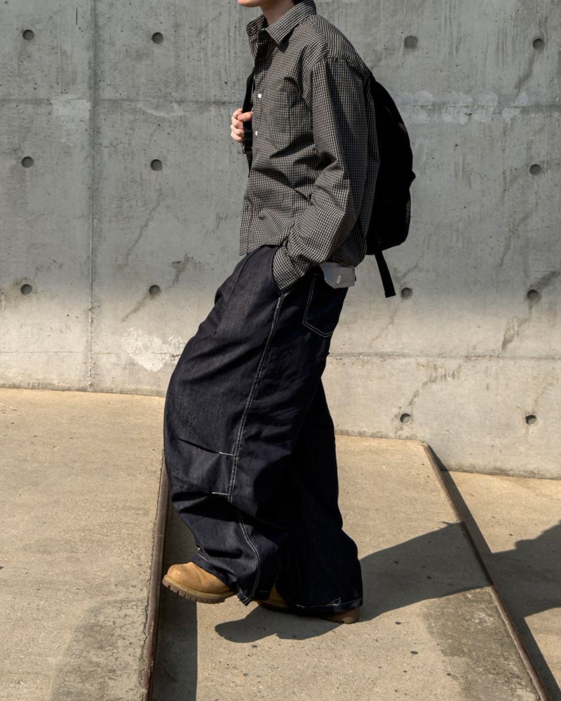 Hanel Check Flap Balloon Denim Pants
