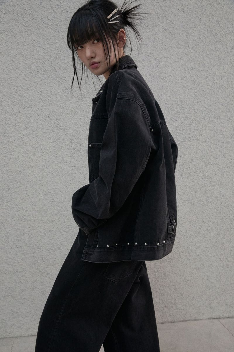Studded selvage washed denim - Jacket