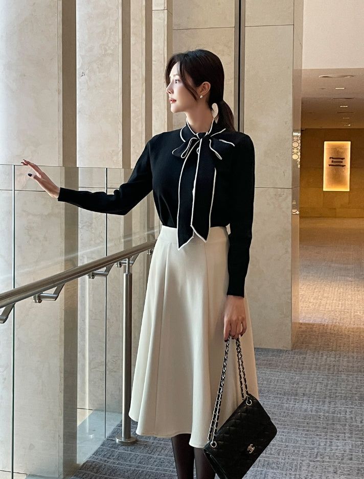 Coco Color Matching Line Tie Knit