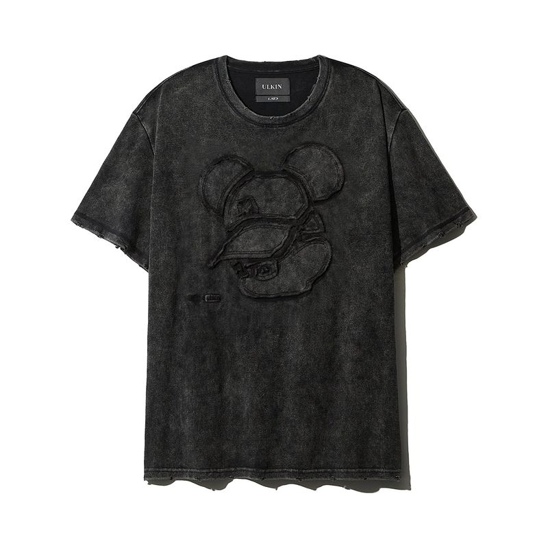 ULKIN（オルキン）の「[DISNEY] アップリケスノーウォッシュTシャツ_チャコール（トップス）」