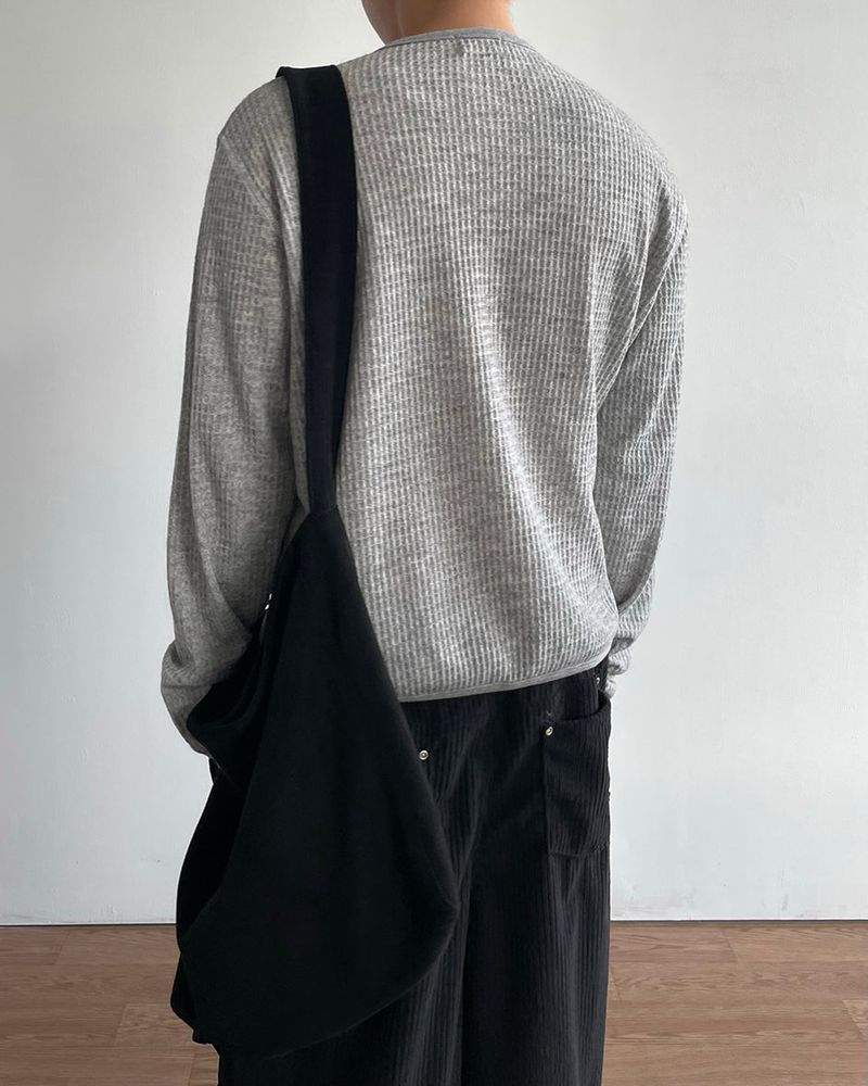 Waffle Crop Long Sleeve Tee