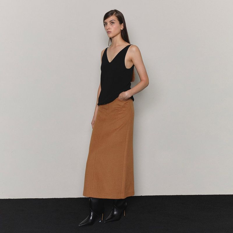 Cashmere Maxi Skirt _ Camel