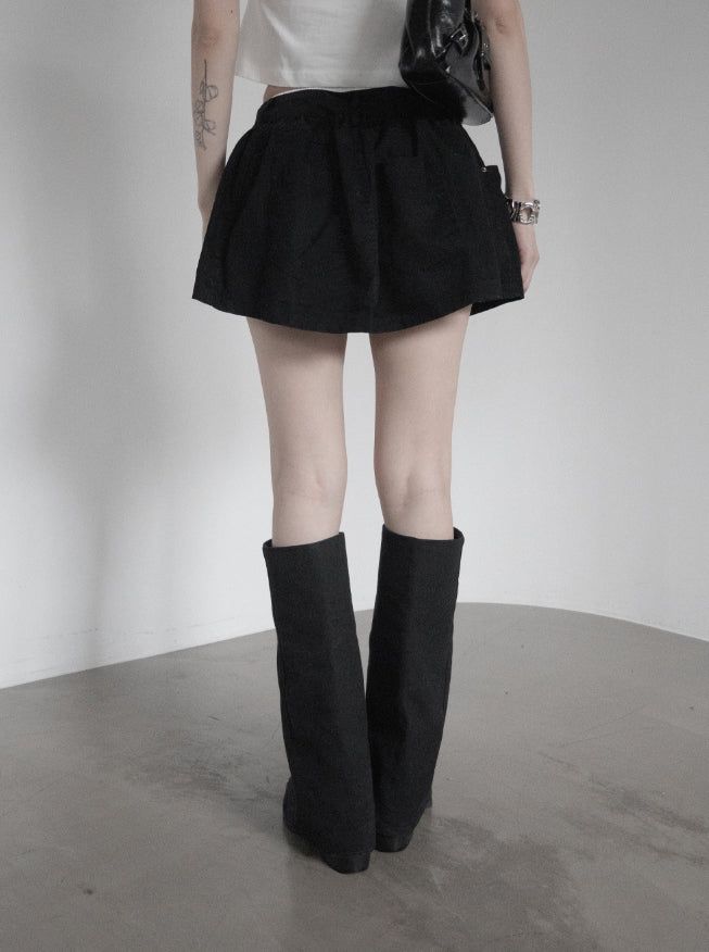 Double-waisted sagging mini skirt
