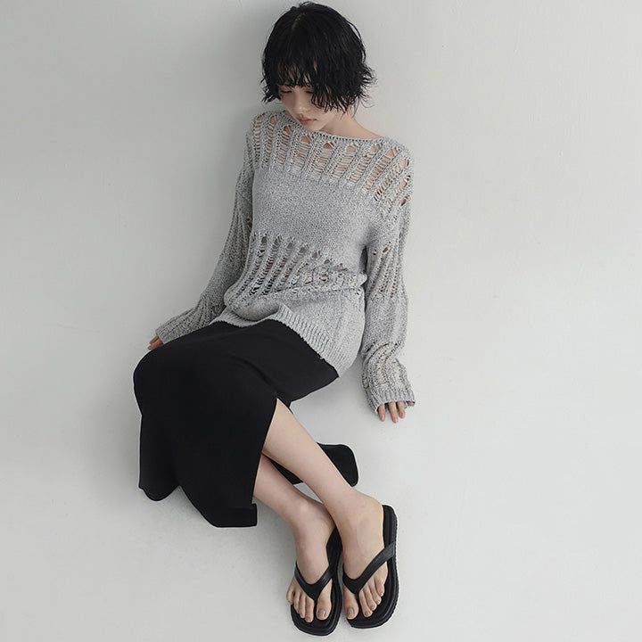 [Lantier] Banding Shirring Slit Long Skirt -3 colors