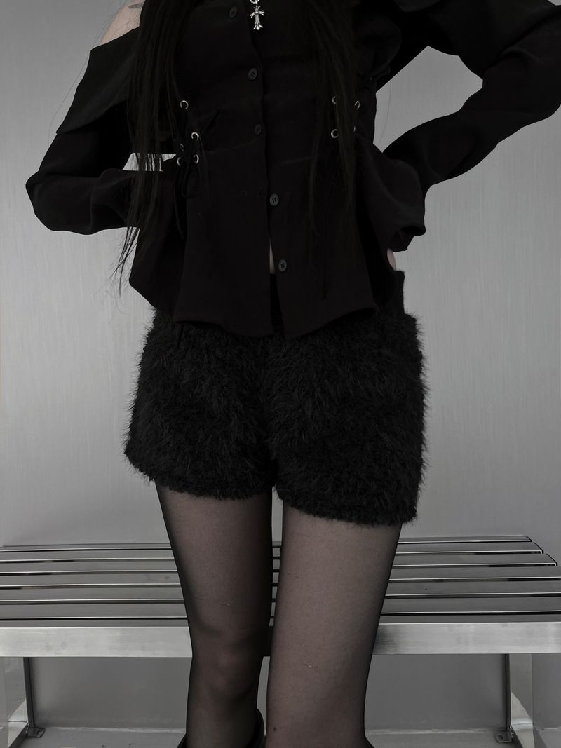 winter fuzzy fur short pants (2color)