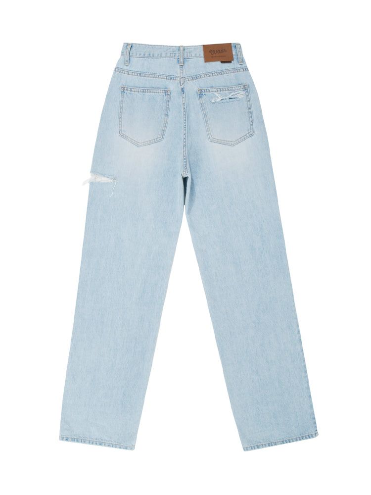 W1014 DAMAGE WIDE DENIM PANTS