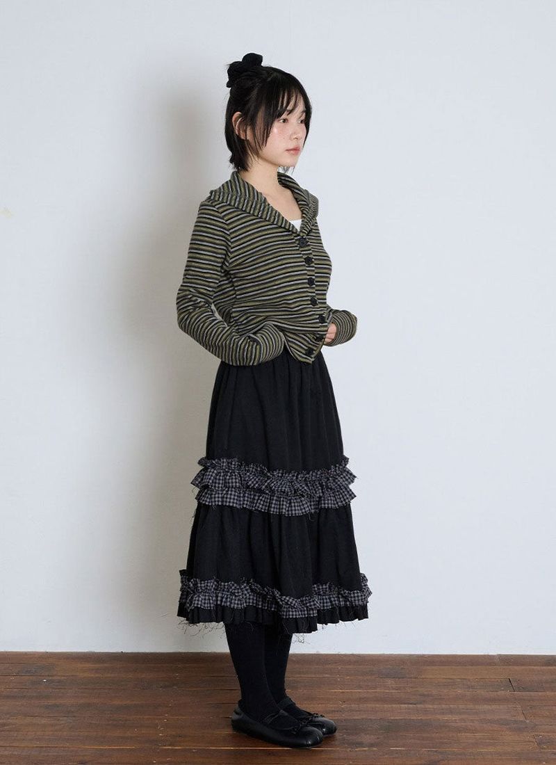 RUFFLE POINT SKIRT - BLACK
