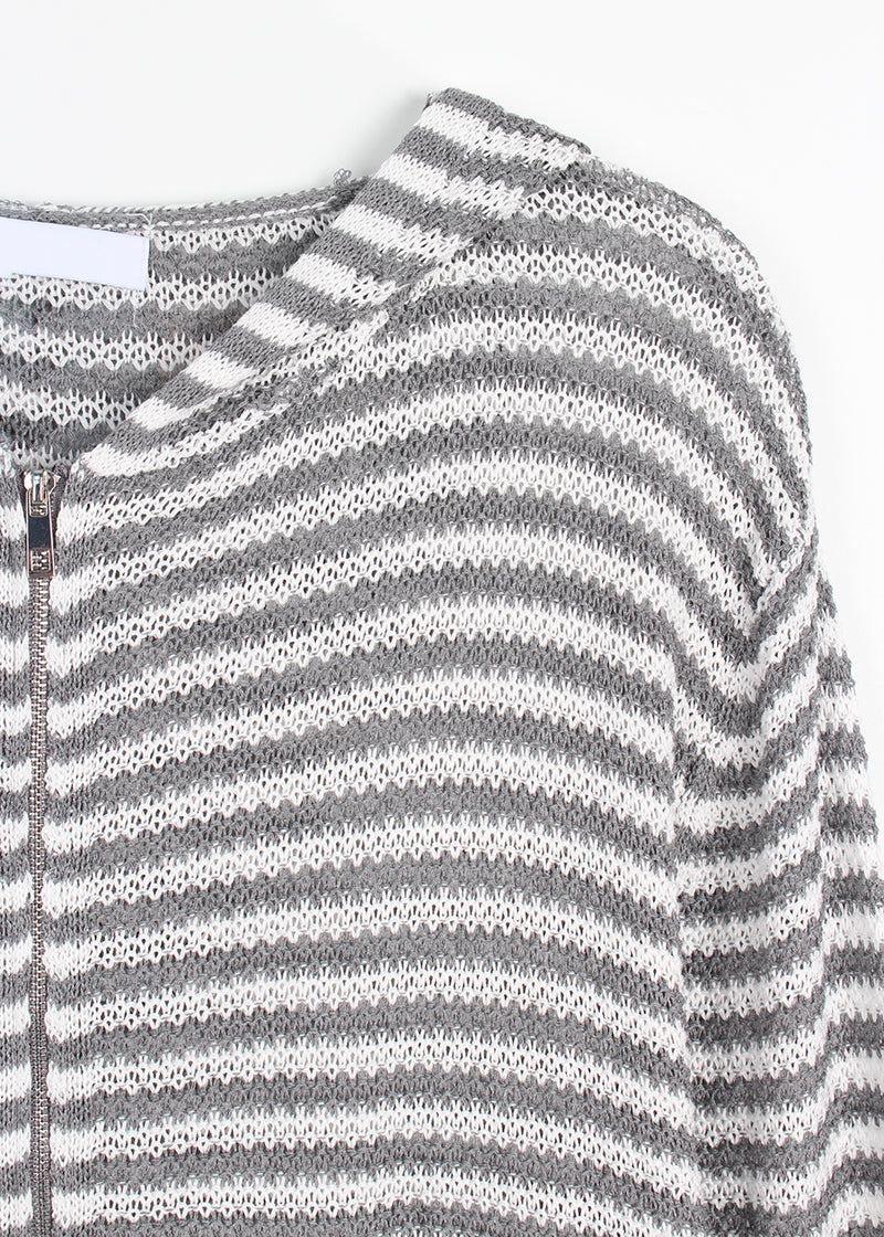 MESH STRIPE ZIP-UP