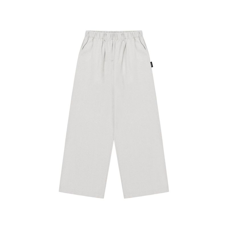 WIDE BANDING COTTON PANTS [LIGHT GRAY]