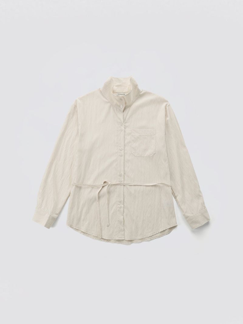 Urban High-neck String Shirt_Ivory