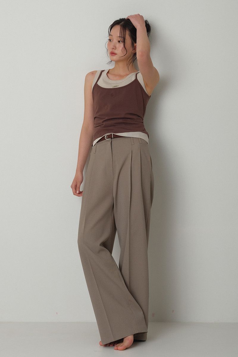 Twill Fintuck Slacks_Beige