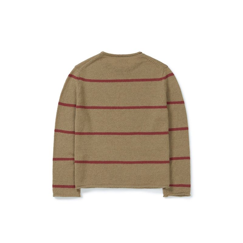 Roll-up stripe pocket knit / Beige