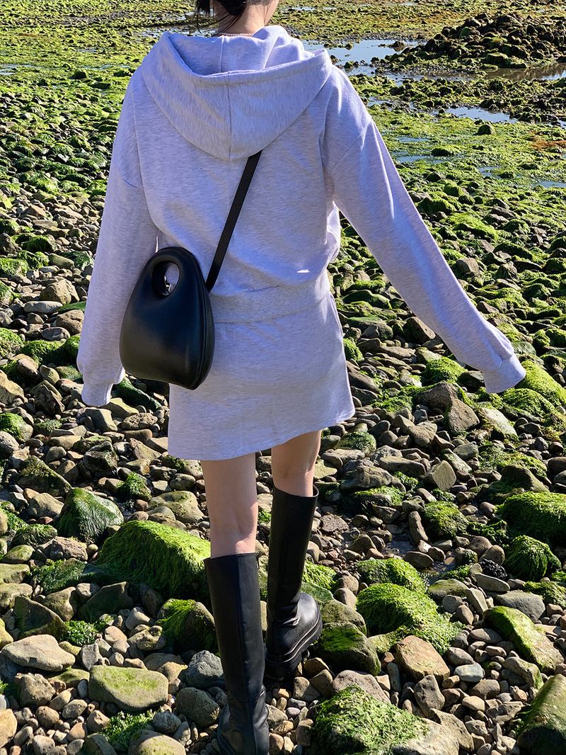 [MADE] Stern hip crop two-way hood zip-up -basic