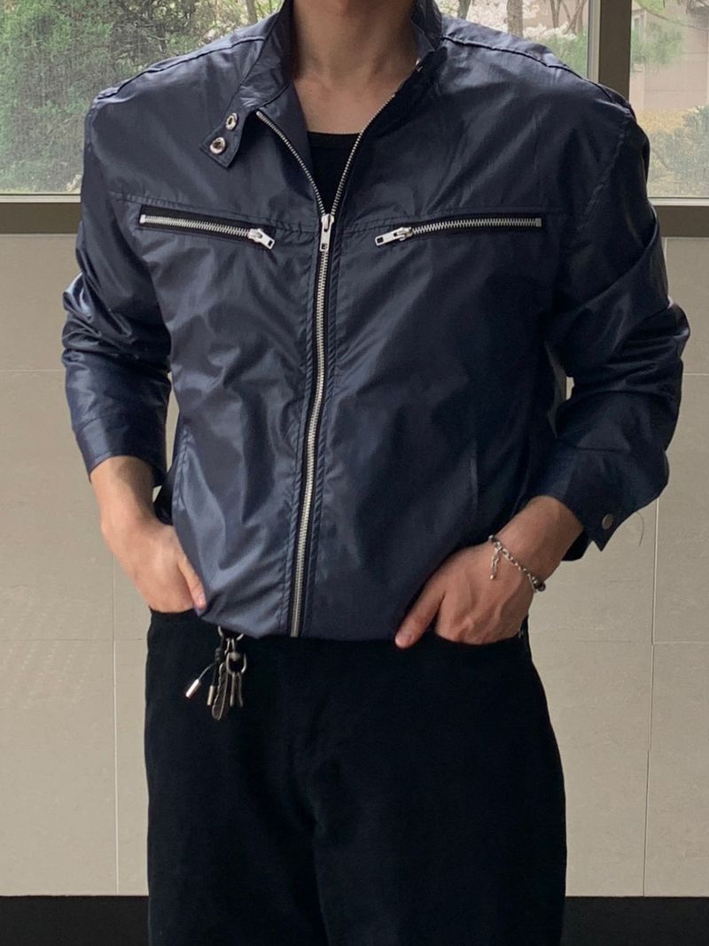 Loose glossy biker jacket