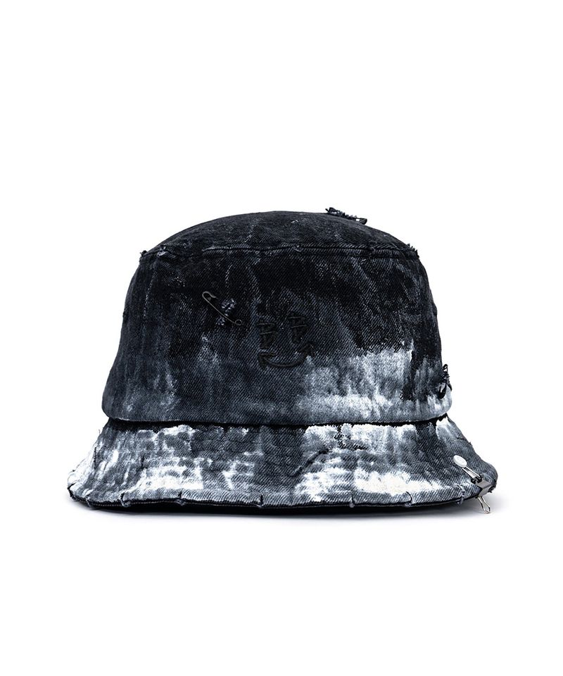 BLACKBLOND(ブラックブロンド)の「BBD Smoke Painted Custom Denim Bucket Hat (Black)(Hats)」