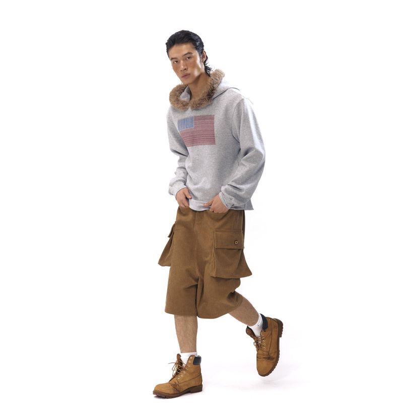 NyDkyel™ Elastic soft feel fabric mixed gray American hooded fur collar hoodie