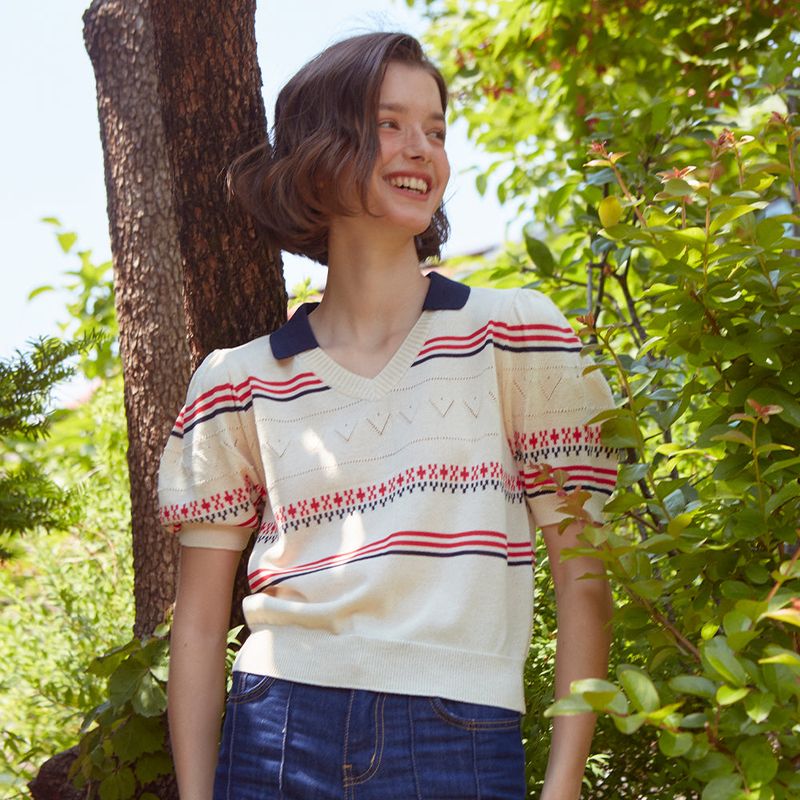 VITALSIGN(バイタルサイン)の「V-Collar Summer Knit (BEIGE)(Tops)」