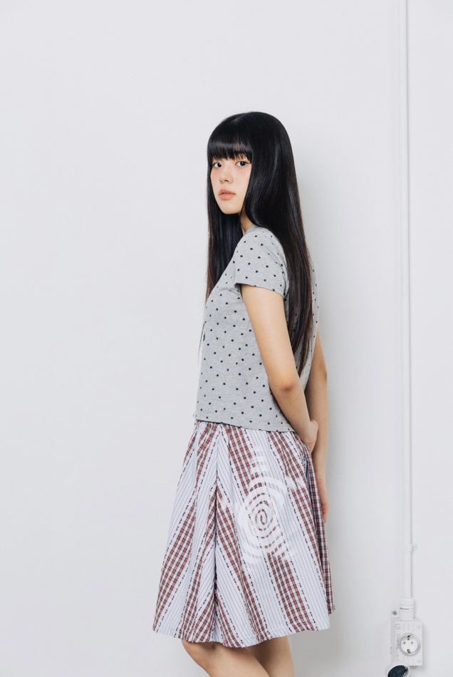 Check Twister Star Skirt - Stripe Red