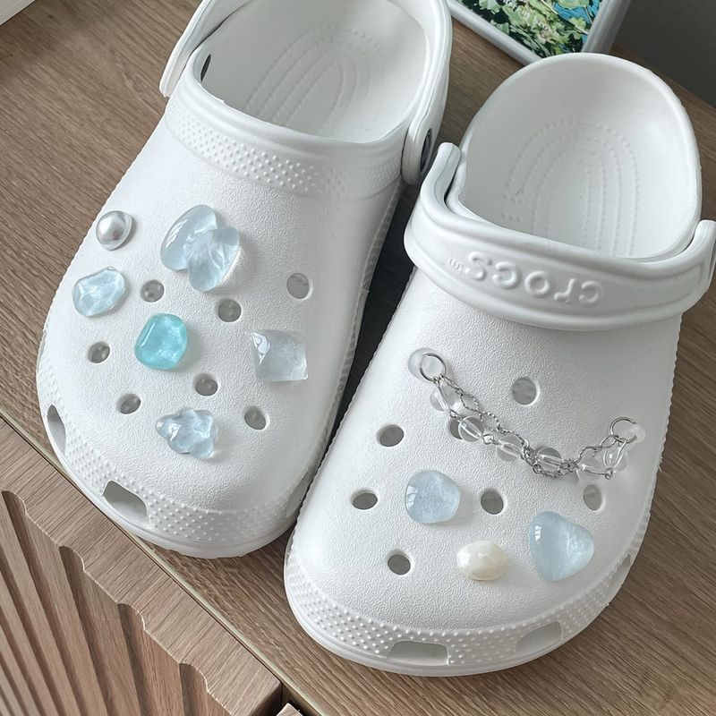 [made]blue pearl pebble resin shoes charm set 