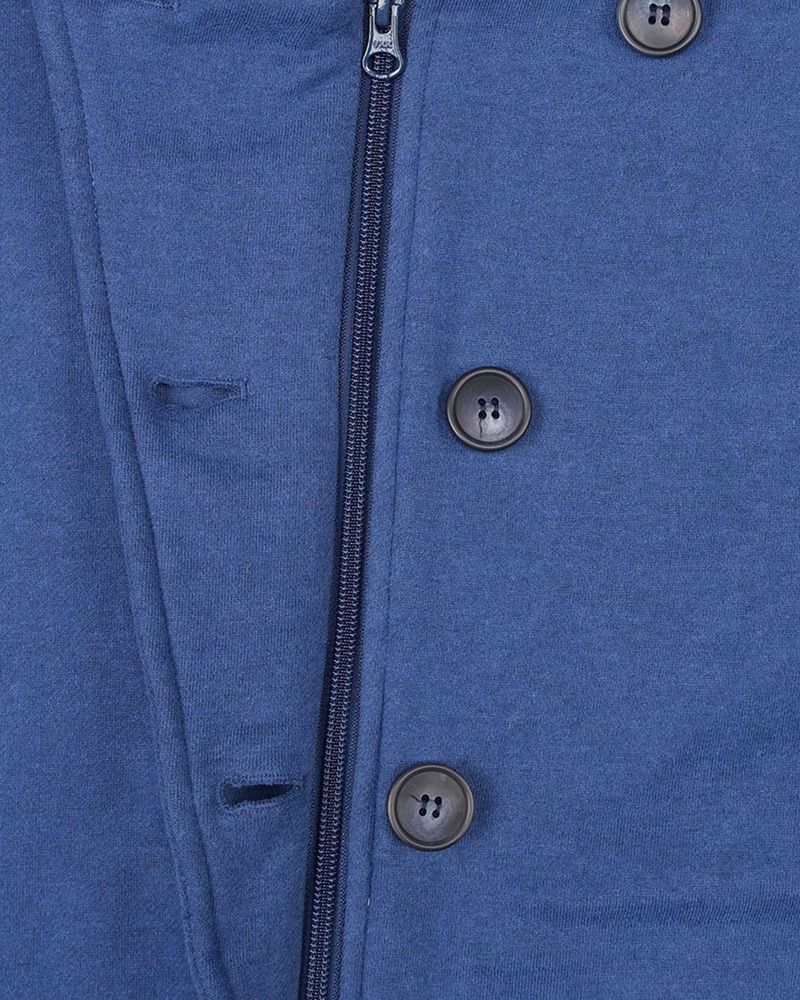HIGH NECK HOOD ZIP UP BLUE