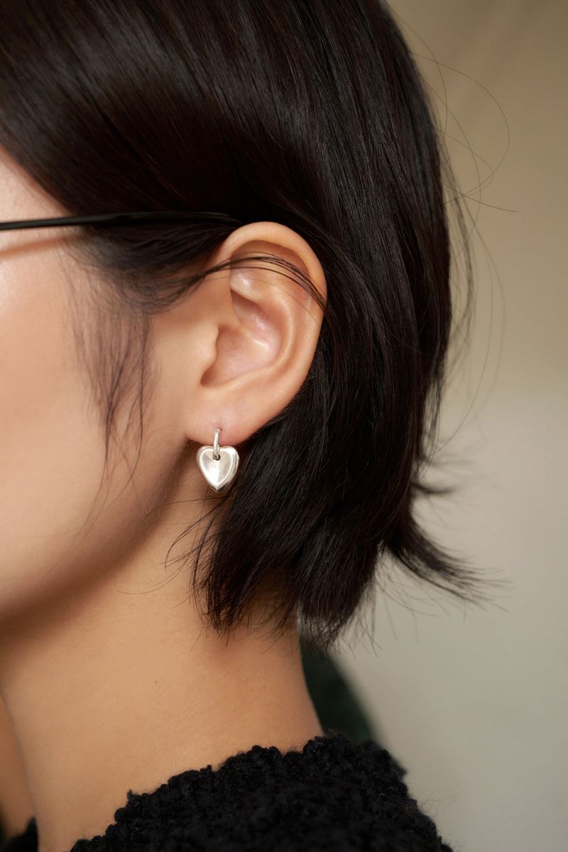 dangle heart earring - silver