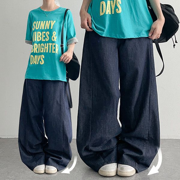 Summer jeans!🧊[3 lengths 💨 S~2XL] Deep indigo.Black Denim Side-Line Balloon Wide Pants (2 colors)